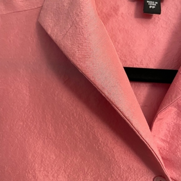 EILEEN FISHER Petite Women's Textured Crinkle 100% Silk 3/4 Sleeve Button Top PP - Picture 4 of 13